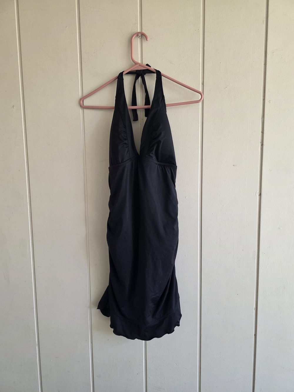 Athleta Shirrendipity Halter Swim Suit Dress Sz Medium Black